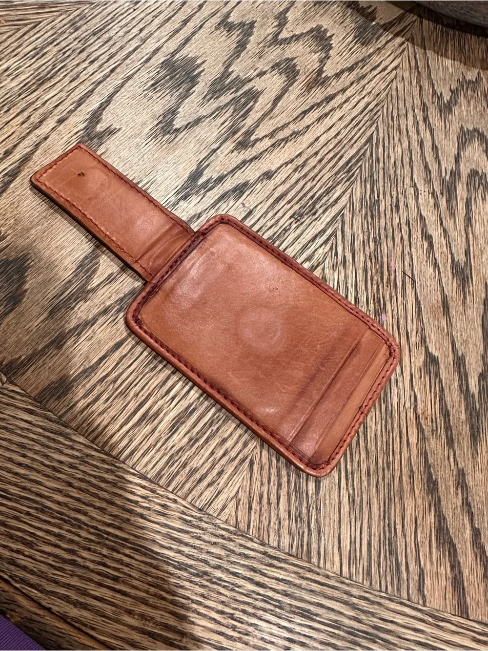 Rawlings Leather Baseball Stitch Card Holder - Tan with Red Stitching